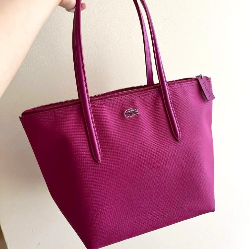 Lacoste tote bag medium small rose red 95% new shoulder bag